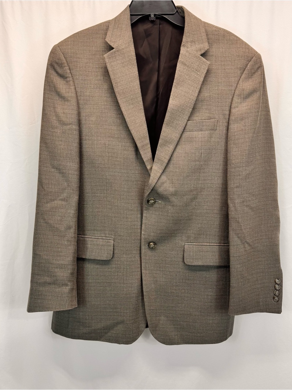 Joseph Banks Mens Blazer 40 Long Brown Micro Check Sport Coat 2 Button Wool Silk